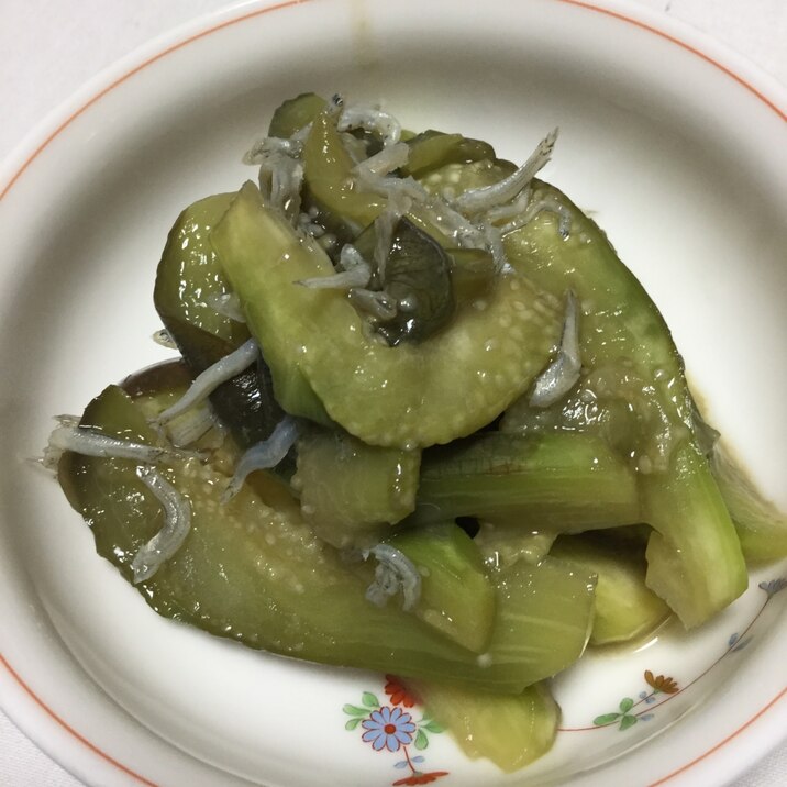 水茄子とちりめんじゃこのレンジ蒸し